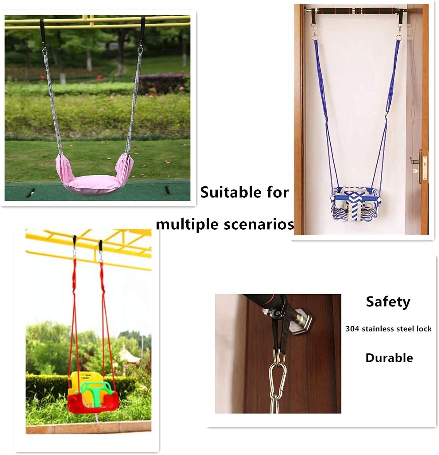 Tree Swing Strap Hanging Kit, 2 Pcs Short Straps, 9.84 inches | Hammock Straps, 2 Pcs Heavy Duty Hook Clasps, For Swing Hammocks Yoga Seat Sandbags, Gym Equipment Pulley System