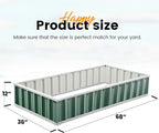 KING BIRD Raised Garden Bed 68"x 36"x 12" Galvanized Steel Metal Outdoor Garden Planter Box Kit with 2 Pairs of Gloves (Green)
