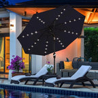 ABCCANOPY Durable Solar Led Patio Umbrellas with 32LED Lights 11FT (Navy Blue)