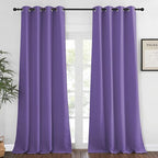 NICETOWN Blackout 108 inch Curtains for Sliding Glass Door, Grommet Thermal Insulated Room Darkening Window Treatment Sound Reducing Drapes for Room Divider, 1 Panel, W52 x L108, Lilac Purple