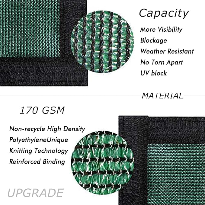 UPGRADE Privacy Fence Screen 4'x46' Dark Green Outdoor 90% Visibility Blockage 170 GSM Mesh Shade Cover Panels for Backyard,Balcony,Home Decoration with Zip Ties,Customized Avaliable