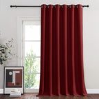 NICETOWN Room Divider Curtain 132 Inches Long, Wide Blackout Sliding Door Curtain for Bedroom, Room Darkening Privacy Window Curtain for Patio Door (1 Panel Set, Burgundy Red, 80 x 132 Inch)