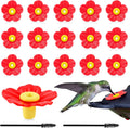 16 Sets Replacement Flowers for Hummingbird Feeder Parts with 2pcs Humming Bird Feeder Brushes for Cleaning, Hummingbird Feeder Replacement Flowers for Outdoor Hanging Bird Feeder Bee Guards Kit