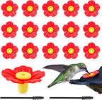 16 Sets Replacement Flowers for Hummingbird Feeder Parts with 2pcs Humming Bird Feeder Brushes for Cleaning, Hummingbird Feeder Replacement Flowers for Outdoor Hanging Bird Feeder Bee Guards Kit