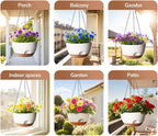 Hanging Planter, 12 Inch Self-Watering Hanging Planters for Indoor Outdoor Plants, Hanging Basket for Plants Flowers Outdoor (White)