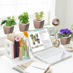 8 Pack Self Watering Pots 4-inch Decorative Flower Planters for Indoor Plants Modern Square planters for Small Plants Window Sill Planters for Succulents, African Violets, Herbs(Sliver Gold)