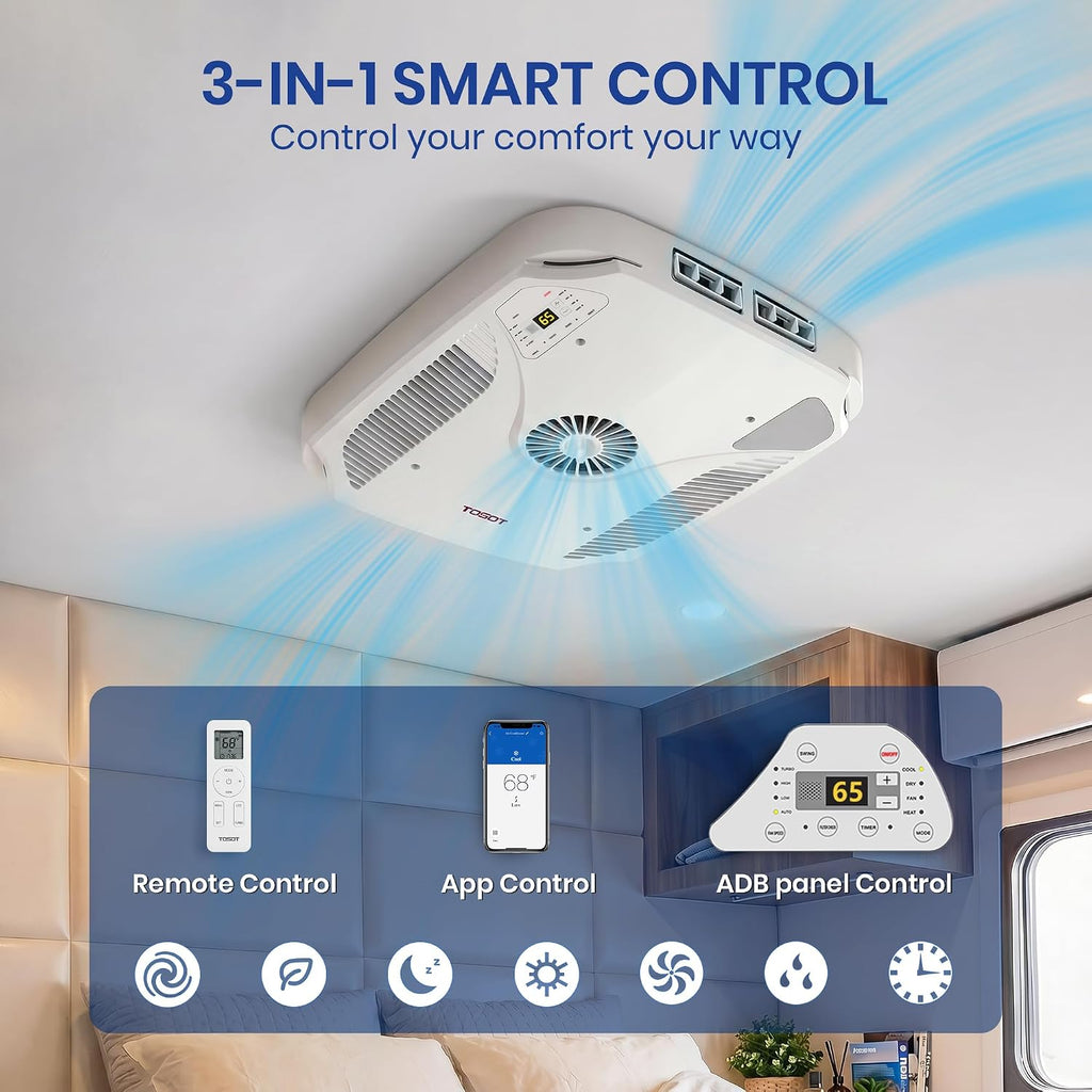 tosot 16000 btu go cool rv air conditioner showing dimensions