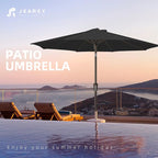 JEAREY 9FT Outdoor Patio Umbrella Outdoor Table Umbrella with Push Button Tilt and Crank, Market Umbrella 8 Sturdy Ribs UV Protection Waterproof for Garden, Deck, Backyard, Pool (Black)