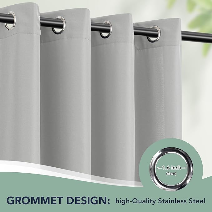 Outdoor Curtains for Patio Waterproof - 6 Panels Privacy Weatherproof Outside Curtains with Grommets for Pergola, Gazebo, Porch, Cabana, Balcony, 54 x 108 Inch, Silver