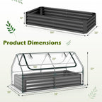 giantex 3-in-1 metal raised garden bed with greenhouse showing dimensions