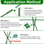Garden Stakes 16 Inch 30 Pack, Diy 4ft 5ft 6ft 7ft 8ft Tomato Stakes Plastic Coated Metal Plant Sticks Stakes Supports with 20 Connectors 15 Rotatable Clips for Indoor Outdoor Plants Vegetable