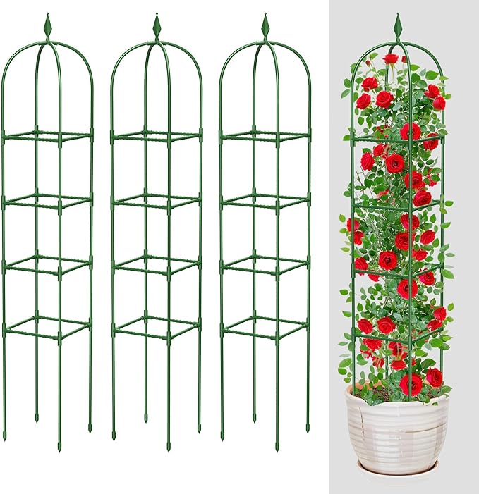 Garden Trellis for Climbing Plants Outdoor & Indoor - 2 Pack 6Ft Tall Rustproof Plant Support Cage for Vines, Flowers, Vegetables, Roses | Heavy-Duty, Adjustable & Decorative