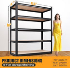AOAORRG Set of 5 Garage Shelving Heavy Duty Storage Shelves, Metal Adjustable Shelving Unit, Utility Garage Organizer Shelf for Basement, Pantry, Kitchen, Warehouse, 45.6" Wx19.7 Dx78 H