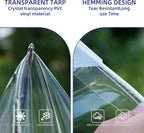 clear tarp with grommets, heavy duty waterproof transparent, side view