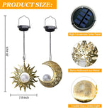 Solar Hanging Lights Outside,Outdoor Lanterns Waterproof Garden Mom Gifts | 20×7.9In Bronze Metal ,Individual Hang,Crackle Glass,8-10Hrs,Patio Tree Decor,Yard Decorations,Wall Art,Vintage Gift for Mom
