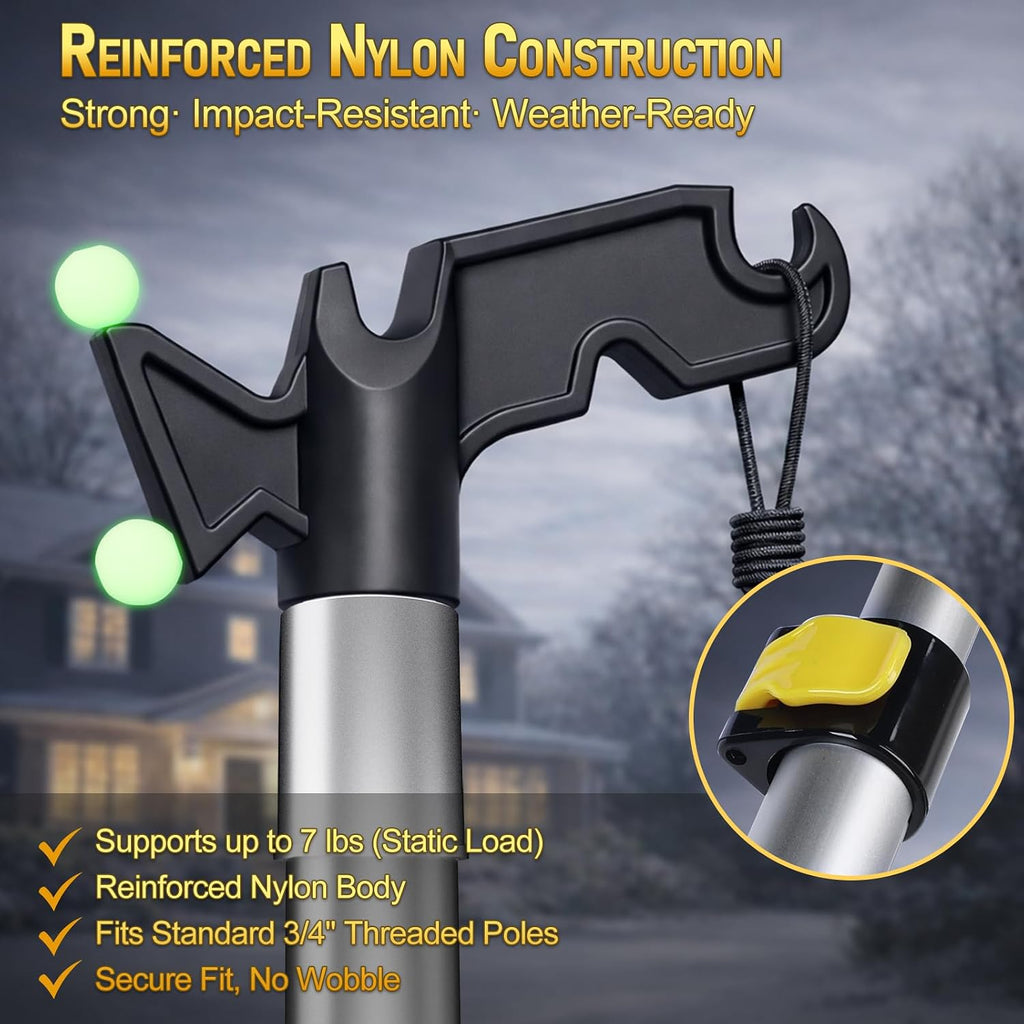 6-24ft Telescopic Extension Pole & Utility Hook for Christmas Lights | Christmas Light Pole Hanger Tool,30FT High Reach Telecoping Pole,Extendable Poles for Hanging and Installation Lights String