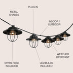 jonathan y 10' outdoor led string lights metal, close-up detail