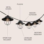 jonathan y 10' outdoor led string lights metal, close-up detail