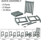 Oversized Outdoor Rocking Chair, Porch Rocker with High Back, Grey | HDPE Patio Rocking Chairs, Weather Resistant & 350lbs Heavy Duty Porch Rocker with High Back for Backyard,Garden and Balcony