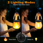 Solar Lanterns Outdoor 2-Pack with Ultra-Real Flame Lights, Dual Charging (USB/Solar), 2 Modes & Outdoor Waterproof Design — Decorative Hanging/Table Lights for Yard, Patio, Garden