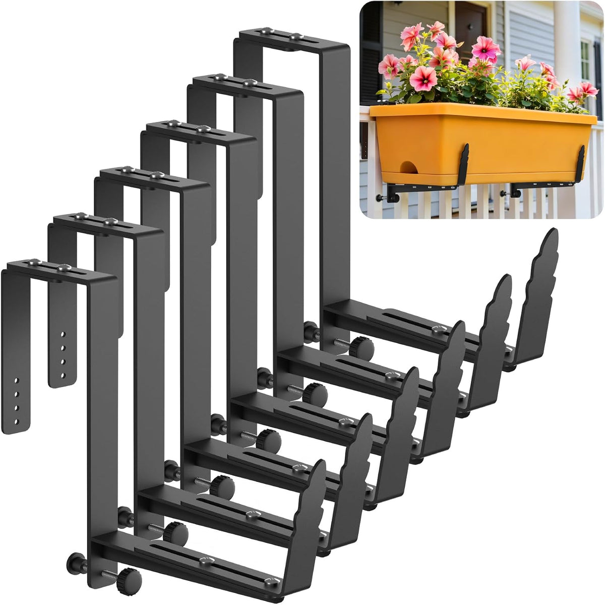 window box brackets, adjustable planter box brackets, heavy, main product view