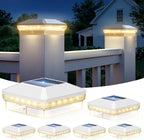 6 Pack 4x4 Solar Post Cap Lights, 3 Modes Fence Post Solar Lights | 40 LEDs Solar Post Lights Outdoor, Waterproof Deck Fence Post Lights Solar Powered for 3.5x3.5 Wooden Post 4x4 Vinyl Post