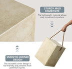 COSIEST Set of 2 Concrete Side Table, Rectangular Outdoor Side Table w Hemp Rope Handles,15''Patio Side Tables End Table, Outdoor Accent Side Table for Garden and Patio, Beige