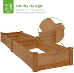 Best Choice Products 8x2ft Outdoor Wooden Raised Garden Bed Planter for Vegetables, Grass, Lawn, Yard - Acorn Brown