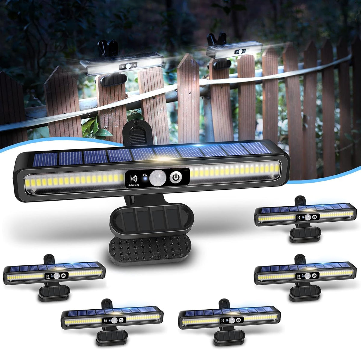 clip on solar lights outdoor with pir motion, main product view