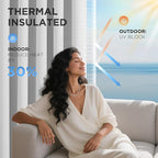Joydeco Blackout Patio Sliding Door Curtains 90 Inches Long, Grommet Privacy Room Divider Curtains, Extra Wide Thermal Blackout Drapes for Bedroom Living Room (Greyish White, 60Wx90L, 1 Panel)