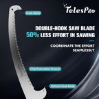 TelesPro Extendable Tree Trimmer: Manual Pole Saw | 5-12ft Telescoping Pruning Pole for Tree Trimming | Saw Attachment, Safety Goggles, and Gloves Included | Trim Branches up to 2" Diameter