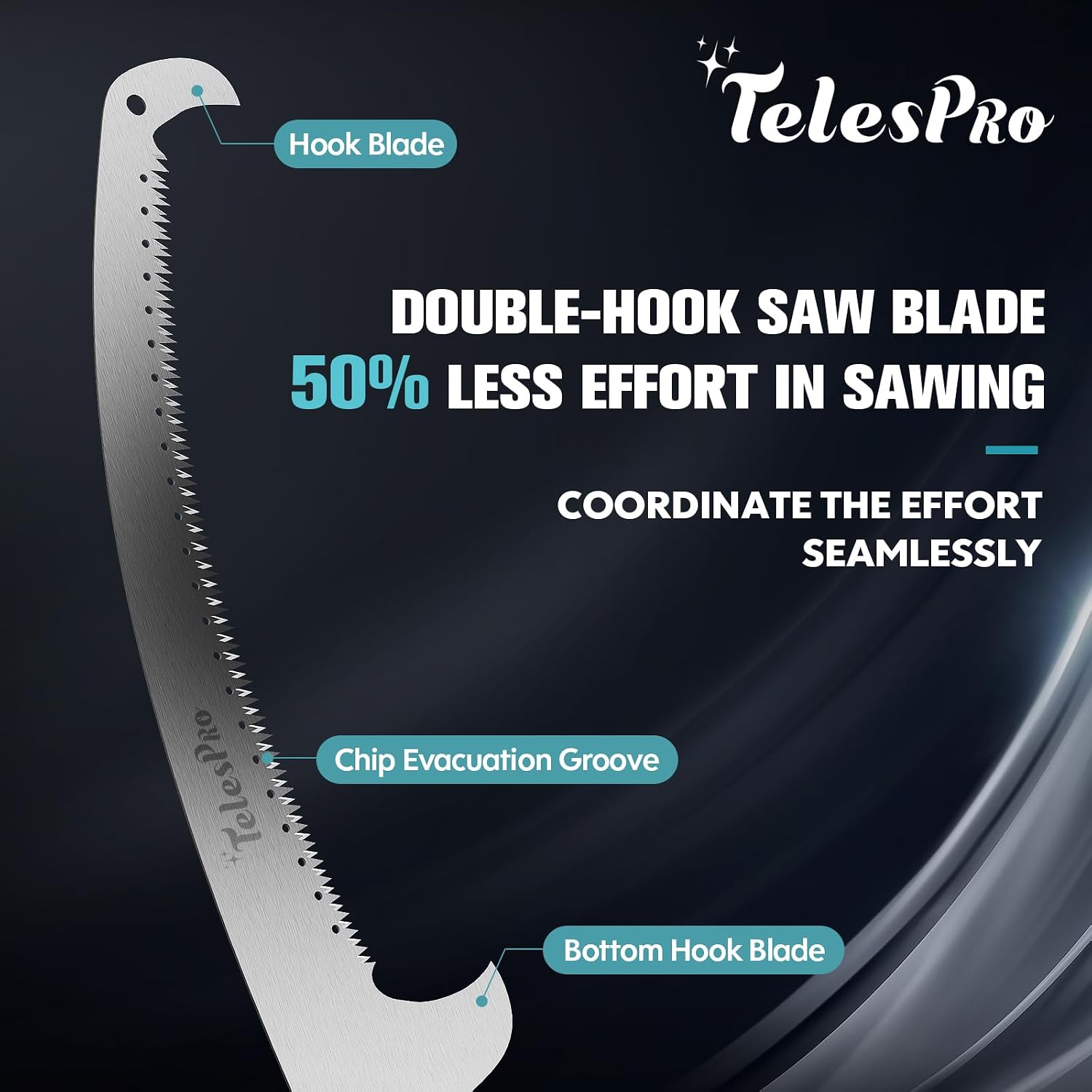 TelesPro Extendable Tree Trimmer: Manual Pole Saw | 5-12ft Telescoping Pruning Pole for Tree Trimming | Saw Attachment, Safety Goggles, and Gloves Included | Trim Branches up to 2" Diameter