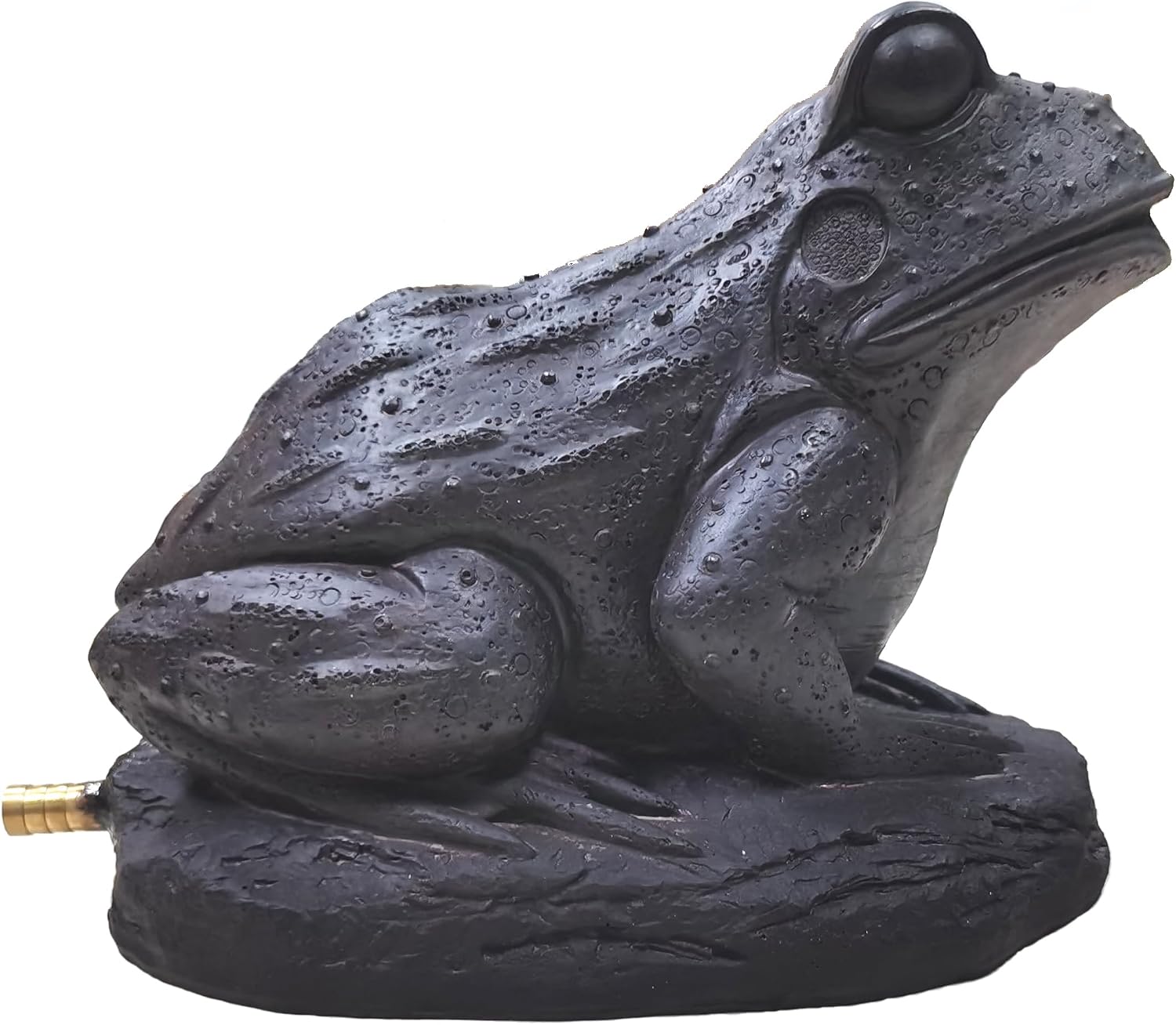 Resin Frog Water Spitter Statue - Aerating Pond Fountain Pump Attachment, Black Rustic Garden Decor