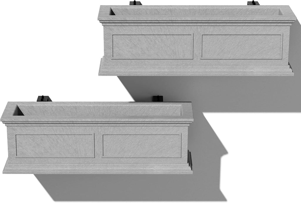 veradek brixton series plastic railing planter - rectangular, main product view