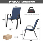 Patio Chairs, Stackable Outdoor Dining Chairs for All Weather Textilene Fabric & Metal Frame, Outdoor Chairs Set for Backyard Deck Garden (Dark Blue, Set of 4)