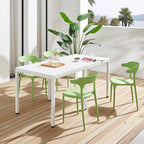 Modern Stackable Dining Chair Set, No Assembly, Plastic Chair, Patio Chair, Suitable for Indoor and Outdoor Cafes and Restaurants, Set of 4 (Pistachio Green)