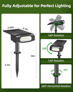 EZVALO Solar Spot Lights Outdoor IP67 Waterproof, Adjustable Solar Landscape Lights, 3 Lighting Modes Solar Spotlights for Outside Yard Garden Plant Trees Pathway Flag (Cool White-4Pack)
