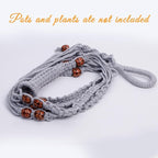 35 Inch Macrame Plant Hanger, Large for up to 15 Inch Pot Extra Long Hanging Planter Holder Basket with Wood Beads for Indoor Outdoor Home Decor (Grey, 1-Pack)