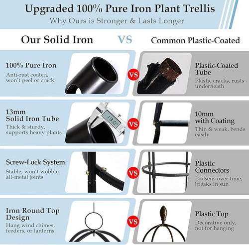 100% Metal 6.6ft Obelisk Trellis for Climbing Plants Outdoor 2PK, Garden Tower Trellis for Potted Plants Indoor with Twist Tie and Butterflies, Plant Support for Clematis Tomato Cucumber