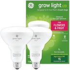 GE Grow Lights for Indoor Plants, BR30 Indoor Floodlight, 2 Pack | LED Light Bulbs for Flowers and Fruit, Advanced Red Light Spectrum, 25, 000 Hours Lifespan, 15 PPF, Packaging May Vary