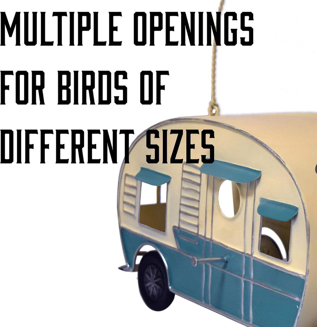 Rivers Edge Products Rivers Edge Products Camper Hanging Bird House - Decorative Nest Box for Small to Medium Birds - RV Nesting House for Outside - Outdoor Rustic Yard, Patio, Garden Decor - RV