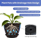 Pack of 2 Flower Pots, Plastic Plant Pots with Drainage Holes, 8 inch Modern Glossy Finishing Planter for Indoor Outdoor Plants (Blue Glaze, 2 Pack)