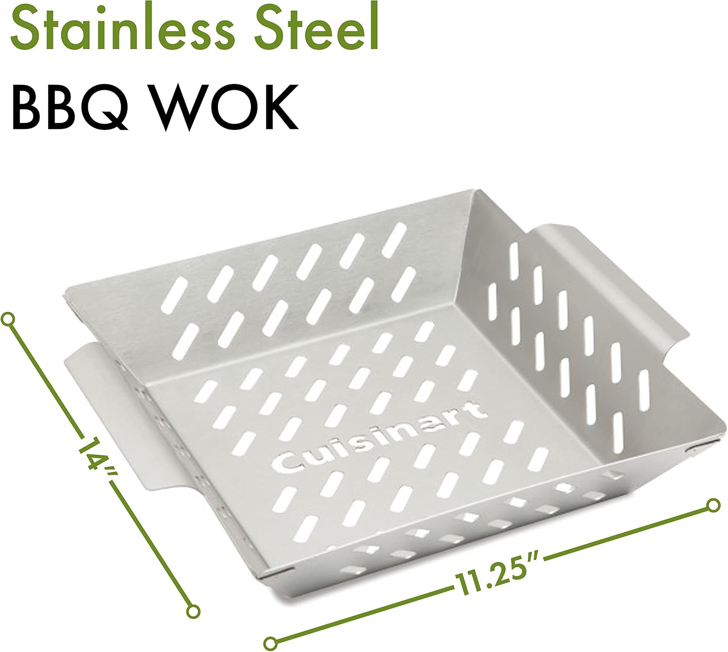 Cuisinart CGWM-019 Stainless Steel BBQ Wok - Grilling Basket with Built-in Handles