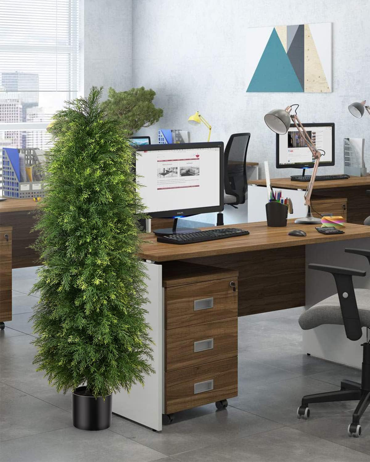 5ft artificial cedar topiary trees, outdoor artificial plants showing dimensions