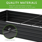 2PCS 12x2x1FT Galvanized Raised Garden Bed Kit,Vegetable Boxes-Rectangle Metal Flower Box,Large Planter Raised Beds Outdoor Garden for Planting,Fruit,Herb-Black