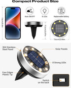 btfarm 12 Pack Solar Lights Outdoor, 8 LED Solar Ground Lights IP65 Waterproof Flat Solar Disc Light, Pathway Lights for Garden Lawn Patio Yard Path Landscape, Warm White