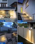 Peasur Solar Lights Outdoor Motion Sensor Waterproof, 8 Pack 140LED Brown Solar Powered Fence Light, 3 Modes Security Wall Lights for Garden Yard Outside(Warm White)