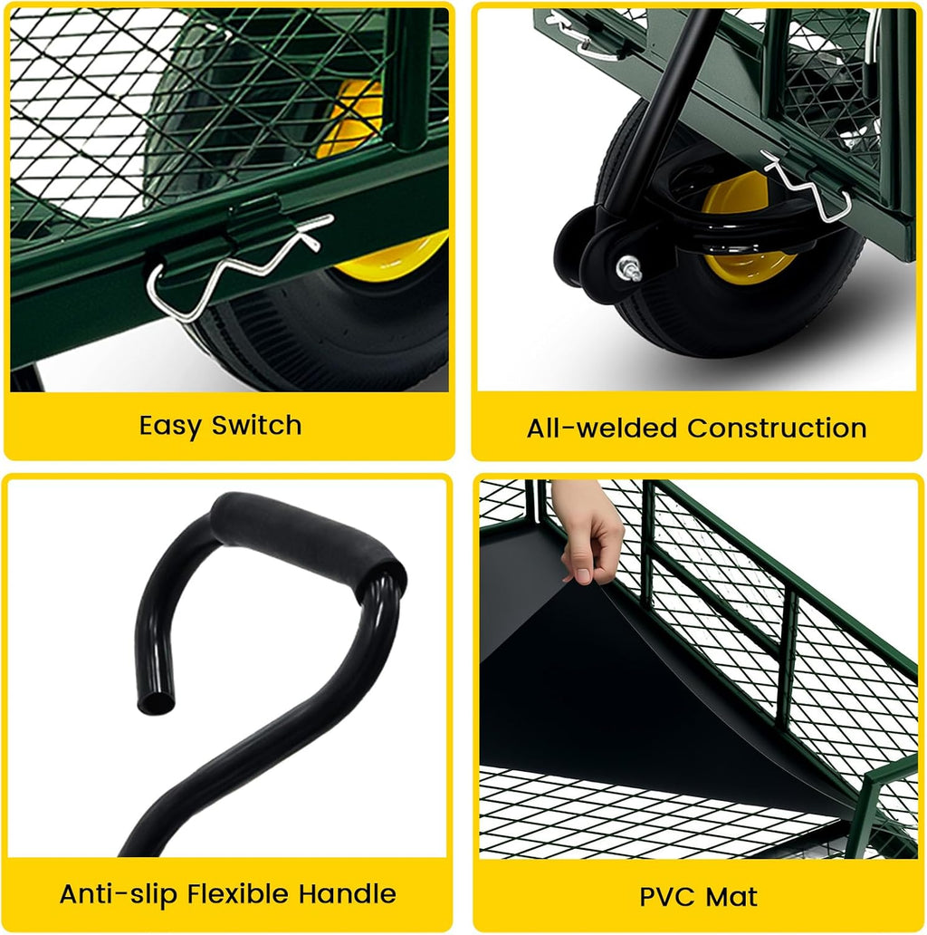 steel garden cart, 2-in-1 heavy duty utility wagon on a desk or shelf