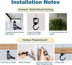 ONIKK Ceiling Hooks for Hanging Plants (4 PCS Black), Heavy Duty Metal Plant Hooks, Screw in Hooks for Hanging Birdfeeders, Lamps, Planters, Indoor Outdoor Wall Baskets Hooks up to 33 lbs