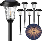 XMCOSY+ Solar Pathway Lights, 6 Pack Waterproof IP65 Solar Lights Outdoor | 40LM Glass Metal Landscape Lighting for Garden, Yard, Driveway, Walkway (Warm/Cool White)